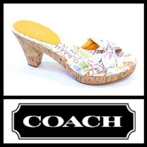 New Coach Karen Graffiti Bow Cork Open Toe Sandal